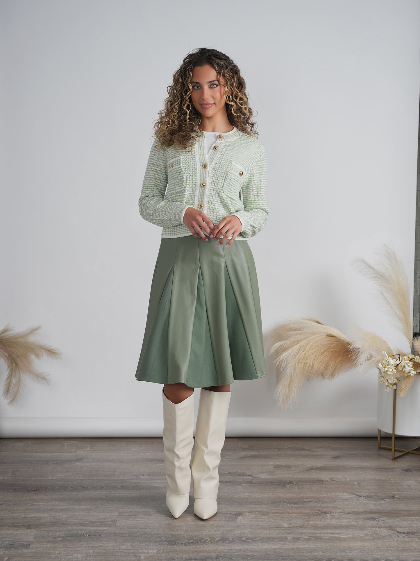 SAVANA FIT AND FLAIR SAGE SKIRT