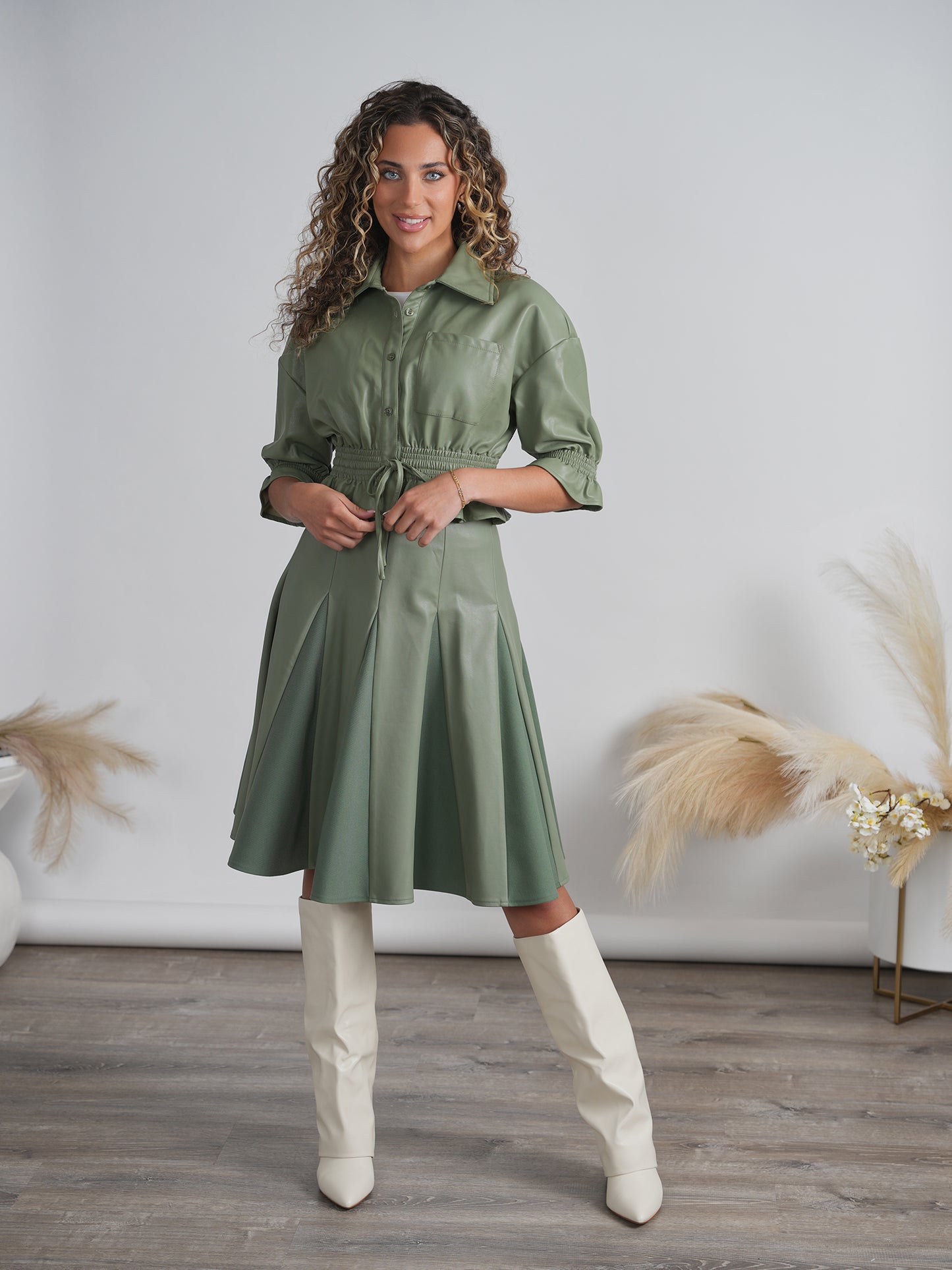 SAVANA FIT AND FLAIR SAGE SKIRT