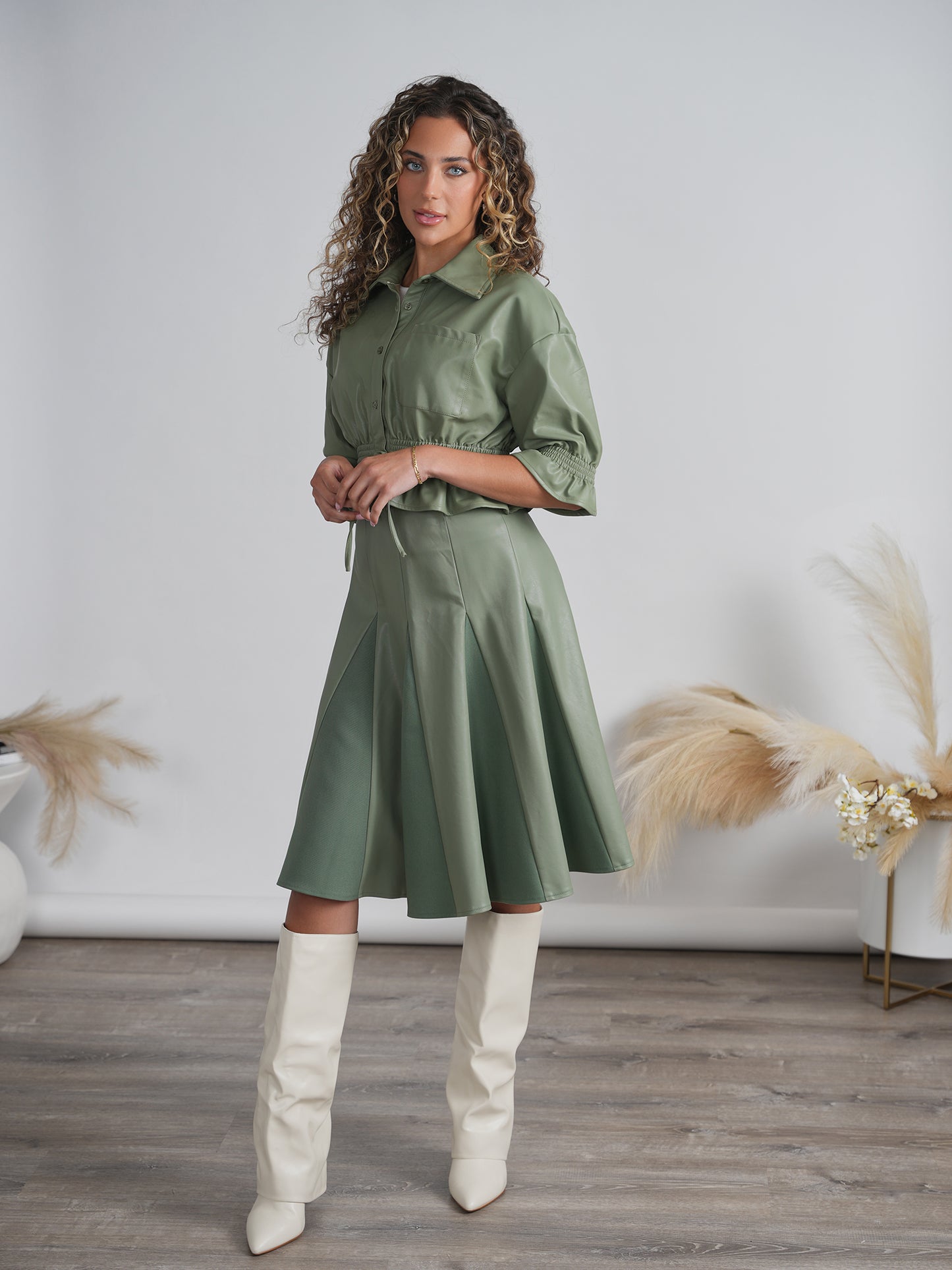 SAVANA FIT AND FLAIR SAGE SKIRT