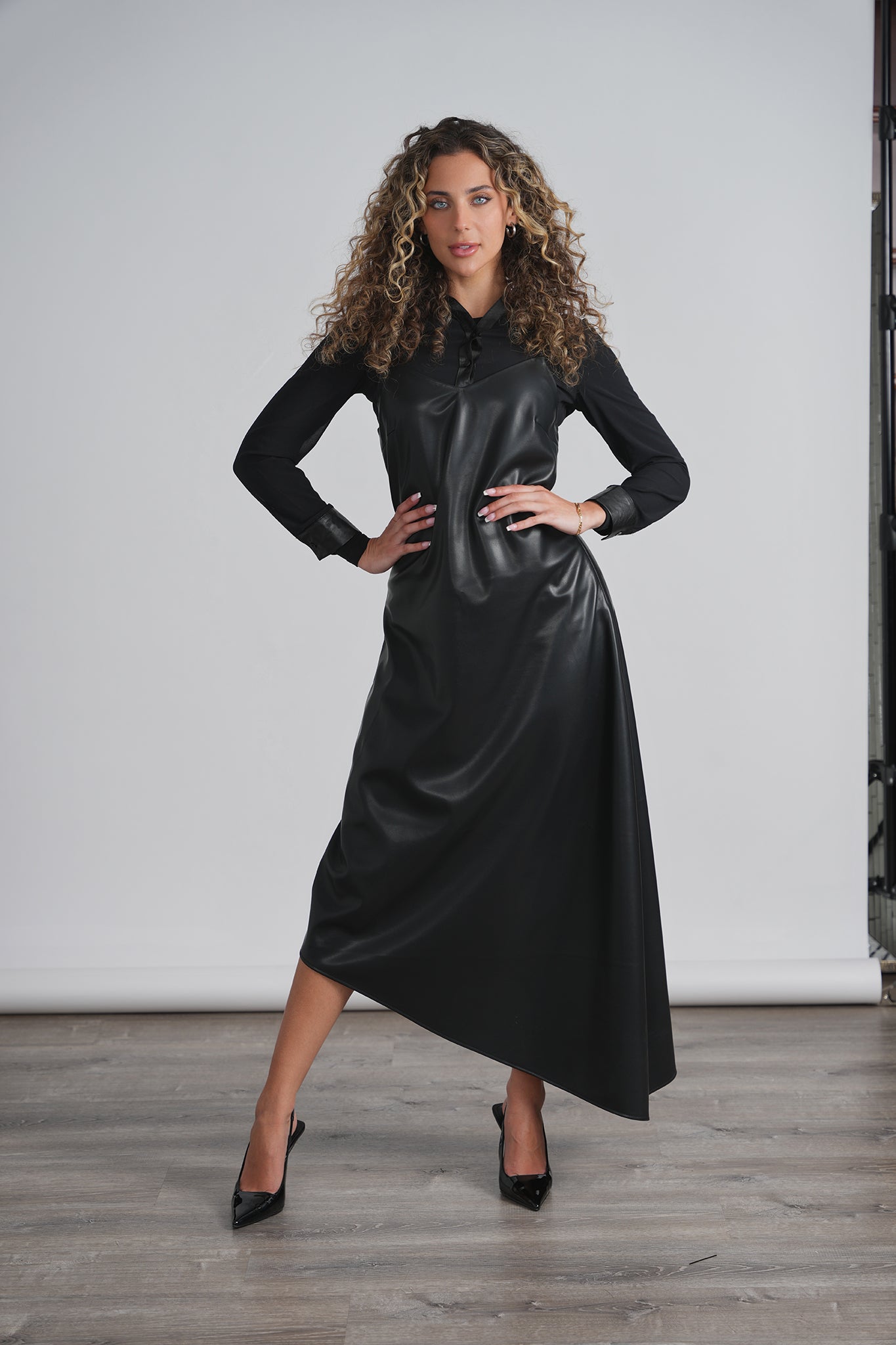 FAHIMA ASYMATRICAL LEATHER JUMPER